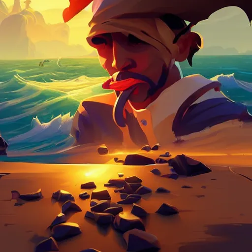 Image similar to painting treasure on sea of thieves game smooth median photoshop filter cutout vector, behance hd by jesper ejsing, by rhads, makoto shinkai and lois van baarle, ilya kuvshinov, rossdraws global illumination