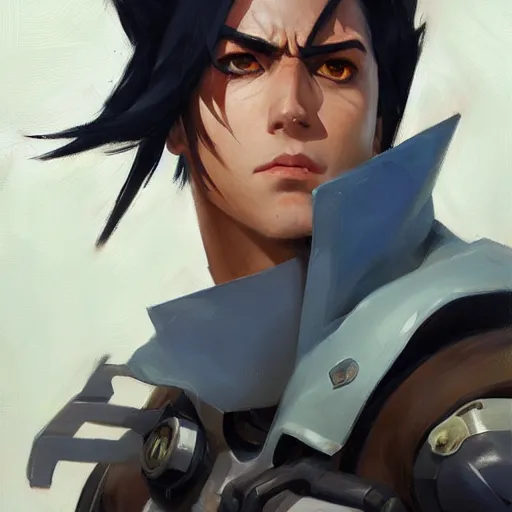 Image similar to greg manchess portrait painting of eren jager as overwatch character, medium shot, asymmetrical, profile picture, organic painting, sunny day, matte painting, bold shapes, hard edges, street art, trending on artstation, by huang guangjian and gil elvgren and sachin teng