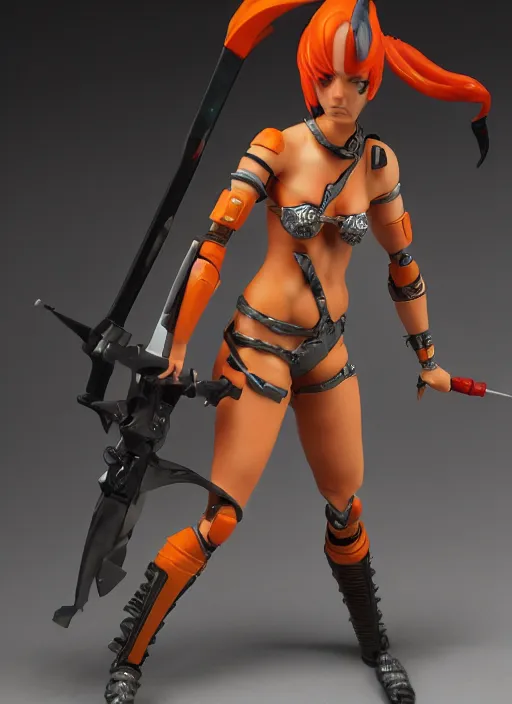 Image similar to Leeloo warhammer figure. Studio lighting, no background.