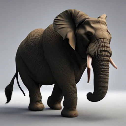 Prompt: a new creature that looks like a combination between an elephant and a lion , concept art, trending on artstation 3D.