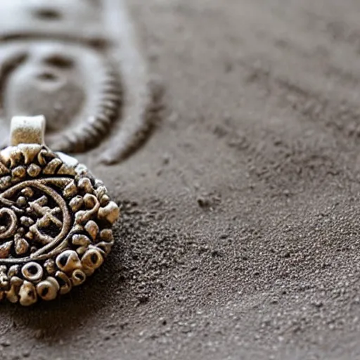 Image similar to beautiful amulet made from sand and dirt, symbolizing marriage