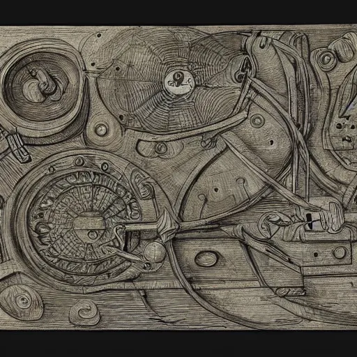 Image similar to drawing of macbook by leonardo da vinci, sketch, prototype, art, intricate details, highly detailed