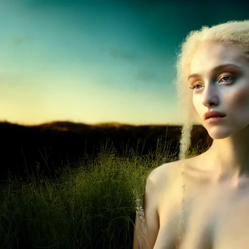 Image similar to photographic portrait of a stunningly beautiful renaissance female with white makeup in soft dreamy light at sunset, contemporary fashion shoot, by edward robert hughes, annie leibovitz and steve mccurry, david lazar, jimmy nelsson, breathtaking, 8 k resolution, extremely detailed, beautiful, establishing shot, artistic, hyperrealistic, beautiful face, octane render