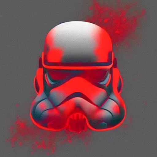 Image similar to storm trooper's head coming out of a meth red mist, trending on artstation, profile pic, centered, accurate anatomy, highly detailed, digital art,