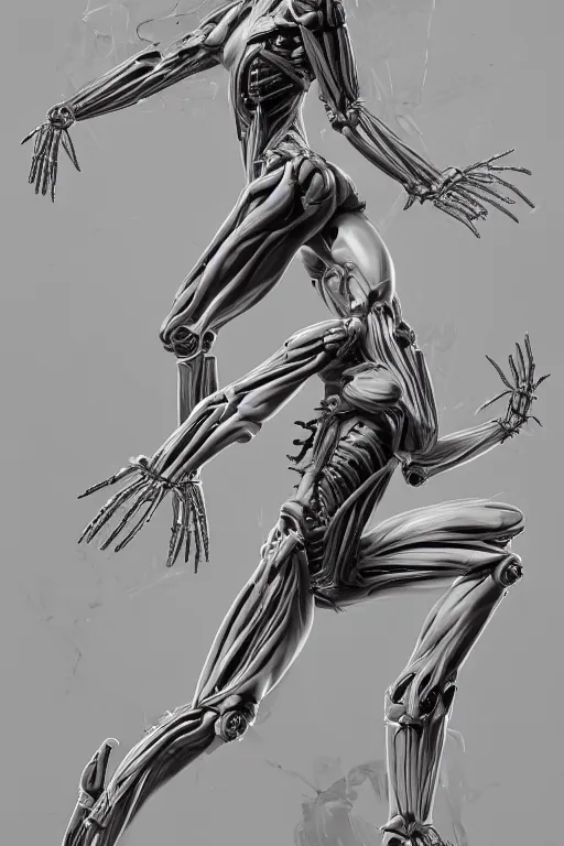 Image similar to symmetry!! full body female medusa anatomy concept, medical anatomy, cybernetic implants, gun metal grey, mecha limbs, muscular system reference, chrome skeleton, anatomical art, digital art, in the style of amanda lilleston, luka mivsek, bryan christie, ranjit ghosh, artstation, pinterest, deviantart, photoshop, octane render, unreal engine