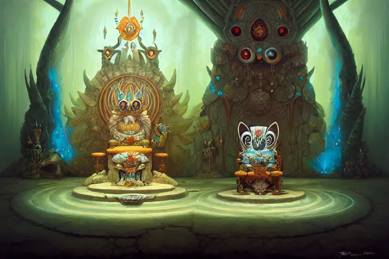 Image similar to Throne Room of the Shaman Owl King, by Peter Mohrbacher