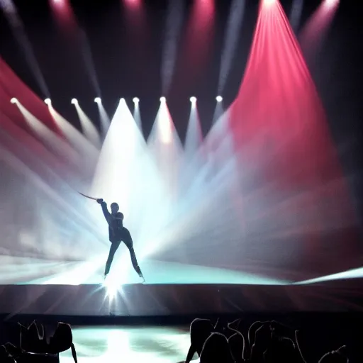 Prompt: Bruno Mars as an ice dancer beautiful stage lighting