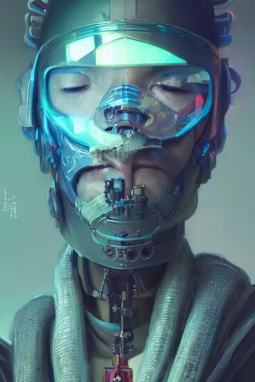 Image similar to portrait of a cybernetic samurai with holographic llama face, cyberpunk concept art by pete mohrbacher and artgerm and wlop and greg rutkowski and deathburger, digital art, highly detailed, intricate, sci-fi, sharp focus, llama, Trending on Artstation HQ, deviantart, unreal engine 5, 4K UHD image, daily deviation, llama llama