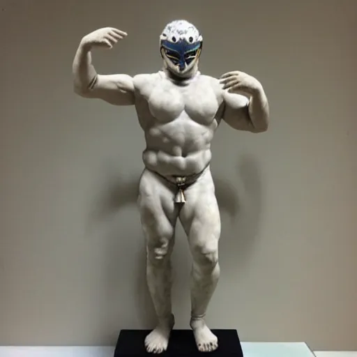 Image similar to rey mysterio as a greek marble statue