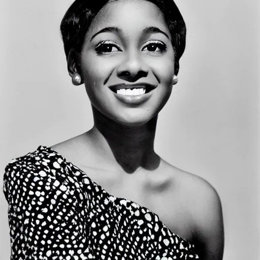 Image similar to black and white photo of a beautiful and elegant 1 9 6 5 young black actress