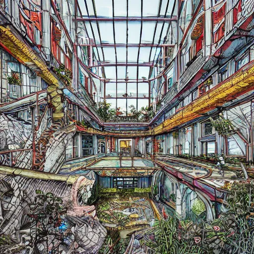 Prompt: highly detailed landscape of new hospital, ( urbex ), ( urban exploration ) by james jean, by rossdraws, frank franzzeta, mcbess