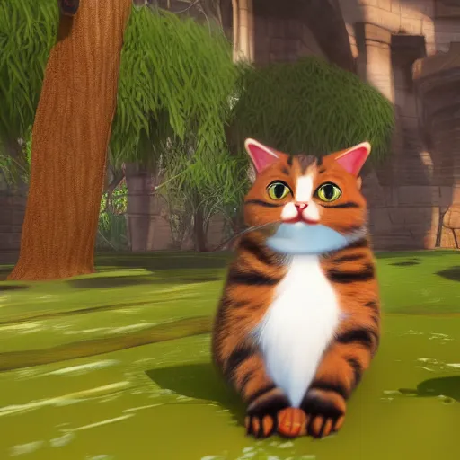 Prompt: cute cat made by unreal engine 5, wonderland