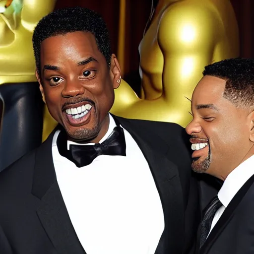 Prompt: photo of chris rock slapping will smith at the oscar's