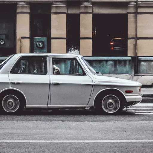 Prompt: a bunch of cars that are sitting in the street, trending on unsplash, stuckism, cityscape, depth of field