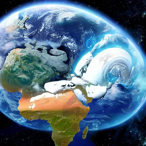 Image similar to big chungus in space next to the planet Earth