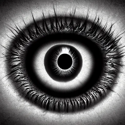 Image similar to corporate logo of an eye, ( ( ( ( ( monolithic, capitalism, structure, dark, muted, ominous, rigid ) ) ) ) )