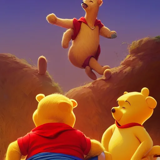 Image similar to donald trump as winnie the pooh, ben hur, loftis, cory behance hd by jesper ejsing, by rhads, makoto shinkai and lois van baarle, ilya kuvshinov, rossdraws global illumination