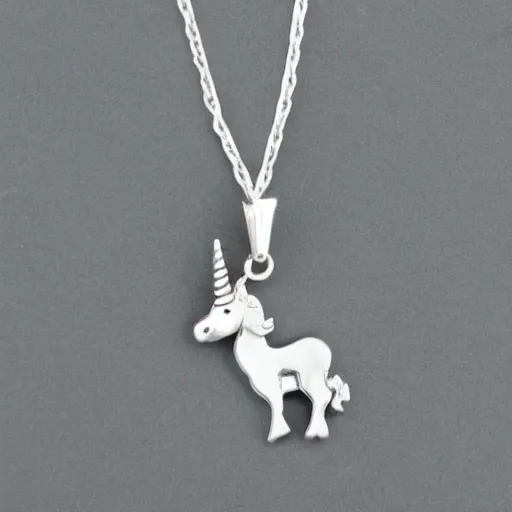 Image similar to a cute silver unicorn necklace pendant