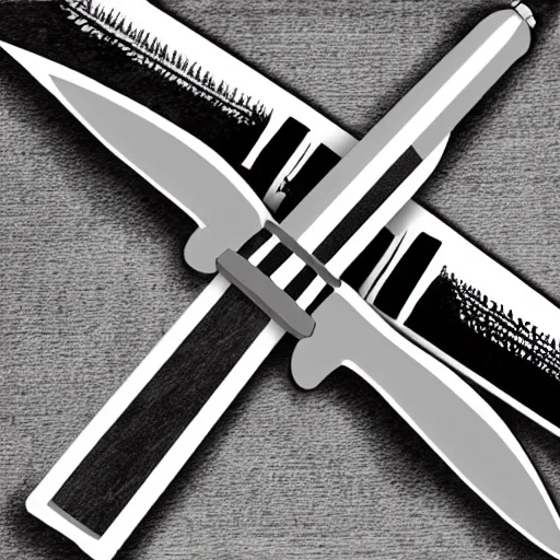 Prompt: black and white pen and ink sword design highly detailed technical drawing