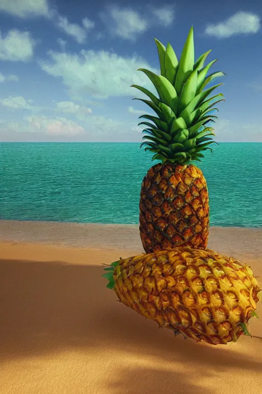 Prompt: pineapple sea, realism, smooth, trending on artstation, high quality, beautiful