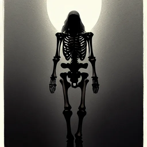 Image similar to skeleton jesus, noir, sharp focus, intricate, illustration, cell shaded, digital painting, highly detailed, matte, art by ilya kuvshinov, wlop, greg rutkowski, reflections, studio quality, james jean, artem demura