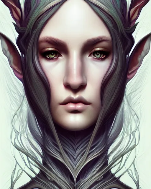 Prompt: digital art, centered portrait elven with short haire, half - face made with intricate roots, by james jean and by artgerm, by ross tran, ultradetailed, charachter design, concept art, trending on artstation,