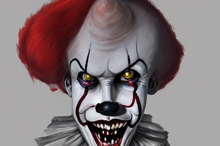 Image similar to Concept art of Pennywise the clown, variations, art station