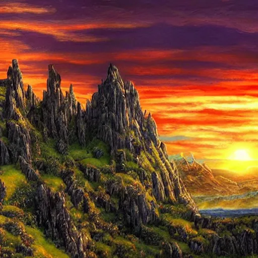 Image similar to beautiful sunset in middle-earth