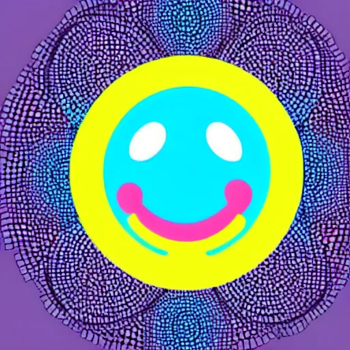 Image similar to a pink and blue circle with a smiley face, vector art by shitao, featured on deviantart, digital art, irridescent, adafruit, flat shading