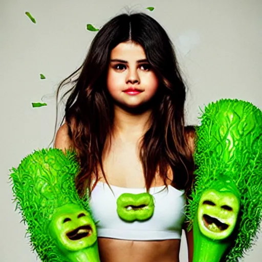 Image similar to selena gomez as celery monster