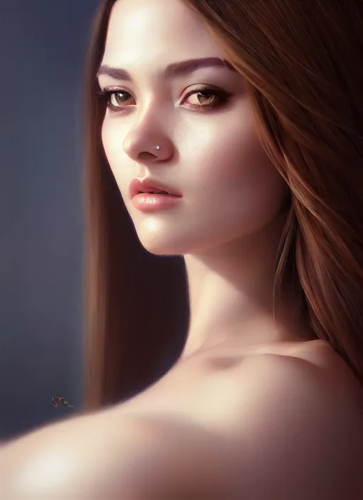 Image similar to photo of a gorgeous young woman in the style of stefan kostic, realistic, sharp focus, 8k high definition, insanely detailed, intricate, elegant, art by stanley lau and artgerm