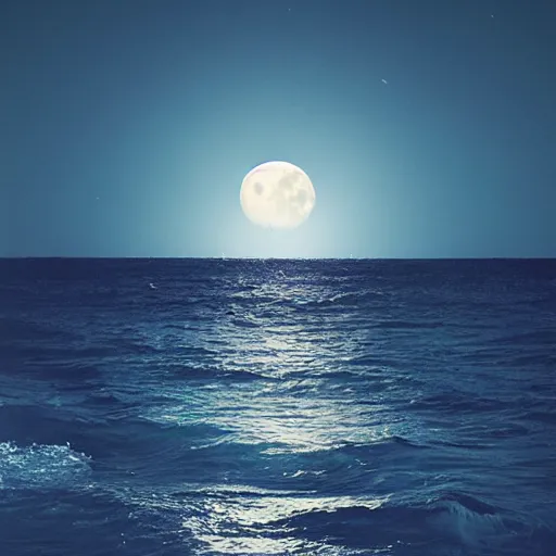 Prompt: the moon in the the sea with tears