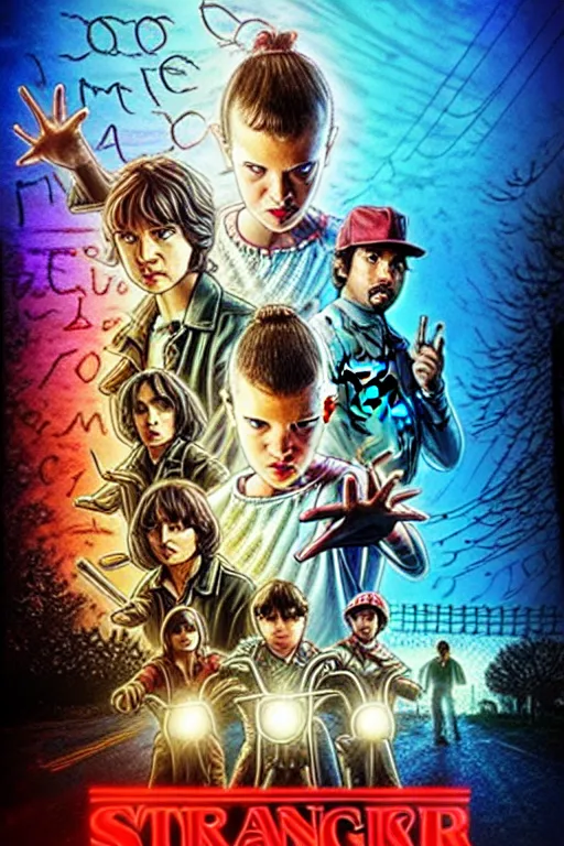 Prompt: stranger things movie poster in india, poster for the bollywood remake of stranger things with indian actors