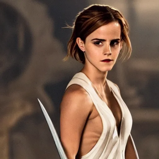 Image similar to photo of emma watson as zeus controlling thunderbolts