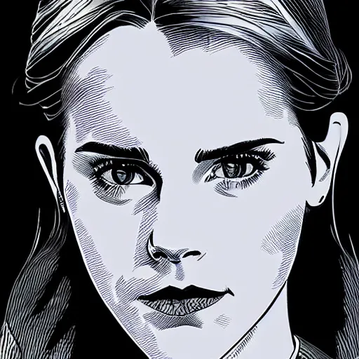 Image similar to emma watson in watchmen comic, drawn by dave gibbons, extreme detail, sharp focus, dramatic, artstation