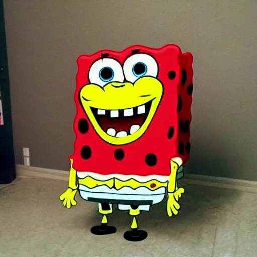 Image similar to spongebob squarepants, evil!!!!!!! sharp teeth, horror, realistic, human like