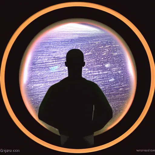 Image similar to standing on neptune, looking out into the vastness of space, digital art.