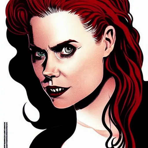 Image similar to vampire : : rafeal albuquerque comic art : : gorgeous amy adams : : sharp teeth : : symmetrical face, symmetrical eyes : : gorgeous red hair : :