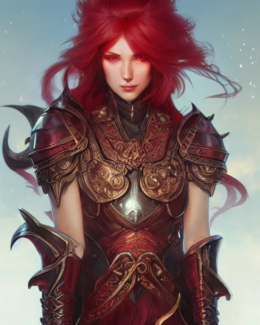 Prompt: Fantasy crimson knight, moonlit, HD, illustration, epic, D&D, fantasy, intricate, elegant, highly detailed, digital painting, artstation, concept art, smooth, sharp focus, illustration, art by artgerm and greg rutkowski and alphonse mucha, monster hunter illustrations art book