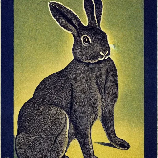 Image similar to a rabbit, propaganda poster, 1 9 1 0 s