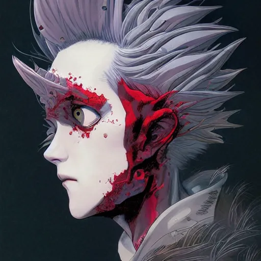 Image similar to prompt : vampire character portrait soft light painted by james jean and katsuhiro otomo and erik jones, inspired by evangeleon anime, smooth face feature, intricate oil painting, high detail illustration, sharp high detail, manga and anime 1 9 9 9