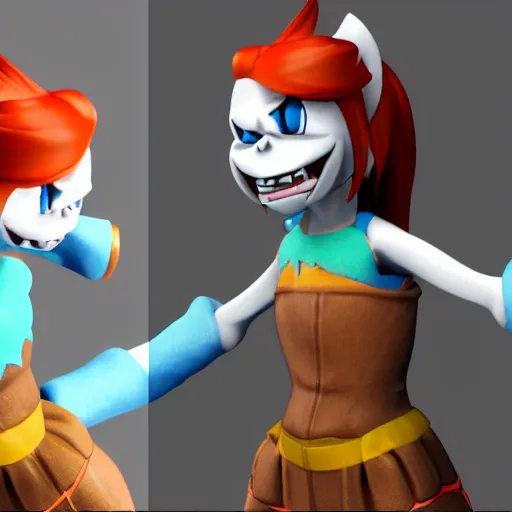 Prompt: 3D render of Undyne from the game Undertale