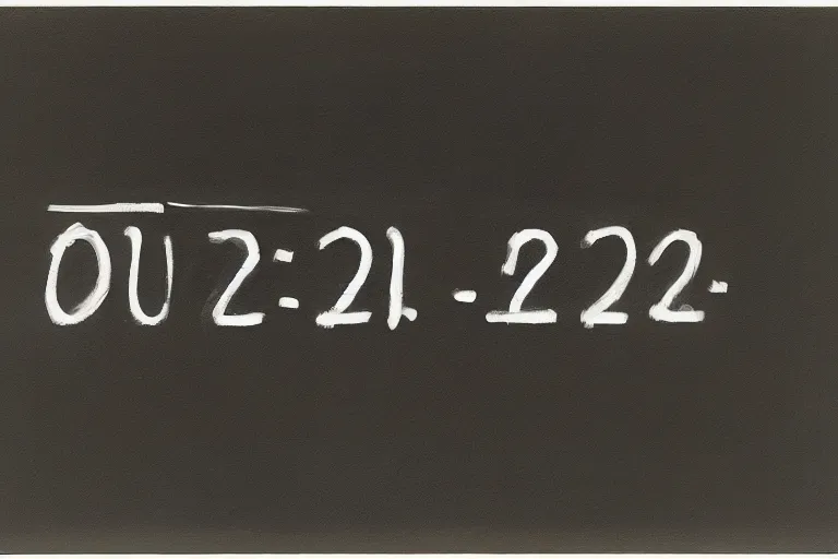 Image similar to a painting of a date AUG.9.2022, by On Kawara, Futura font in white oil paint on black background, Highly Detailed