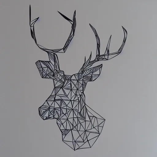 Image similar to a picture of a deer from triangles made of paper