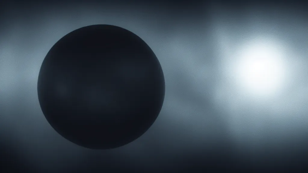 Image similar to black sphere in space, fog, volumetric lighting, mystique, atmospheric, sharp focus, ultra detailed, noir art house, 4 k, cinematic, 3 5 mm