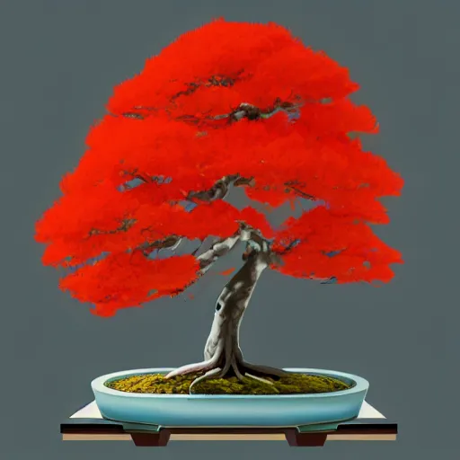 Image similar to bonsai rowan! tree but minimalistic concept art by frank stella gilleard james whalen tom, colorful, soft light, trending on artstation, minimalism