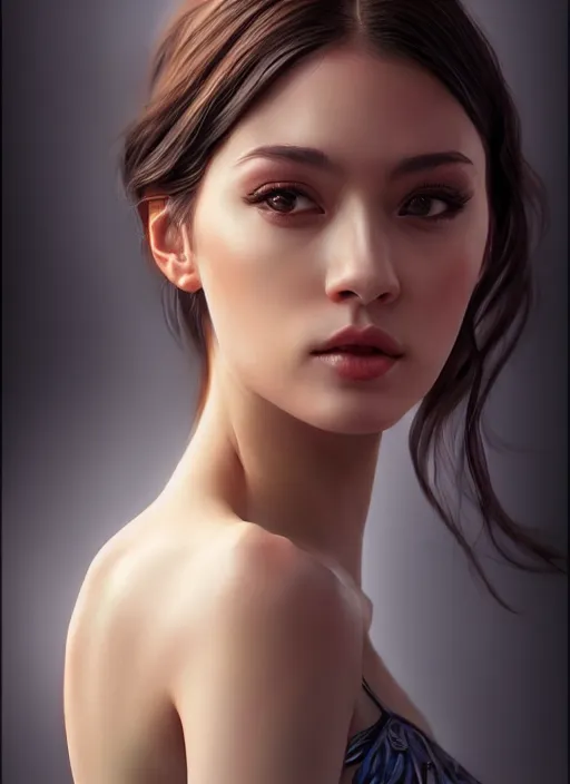 Image similar to photo of a gorgeous young woman in the style of stefan kostic, realistic, sharp focus, 8 k high definition, insanely detailed, intricate, elegant, art by stanley lau and artgerm