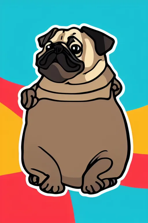 Image similar to Pug that is a sumo wrestler, sticker, colorful, illustration, highly detailed, simple, smooth and clean vector curves, no jagged lines, vector art, smooth