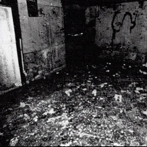 Image similar to vhs footage of a creepy basement with a plastic bag filled with blood lying on the decrepit concrete floor, photo taken with flash, found footage, horror, blair witch, by Trevor Henderson