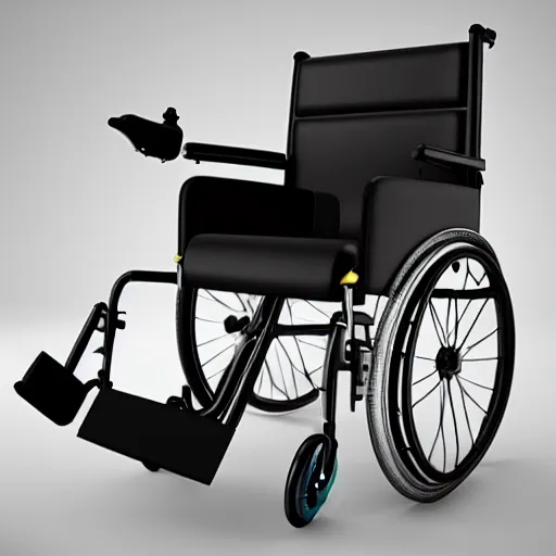 Prompt: a 3d render of a surreal wheelchair, ultra detailed, realism, 8k, octane render, unreal engine